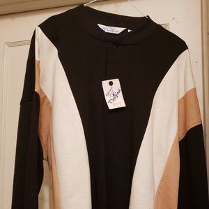 Vintage 90s Davinci Presents Delfina Mens Sweater Top Large Black White Mustard